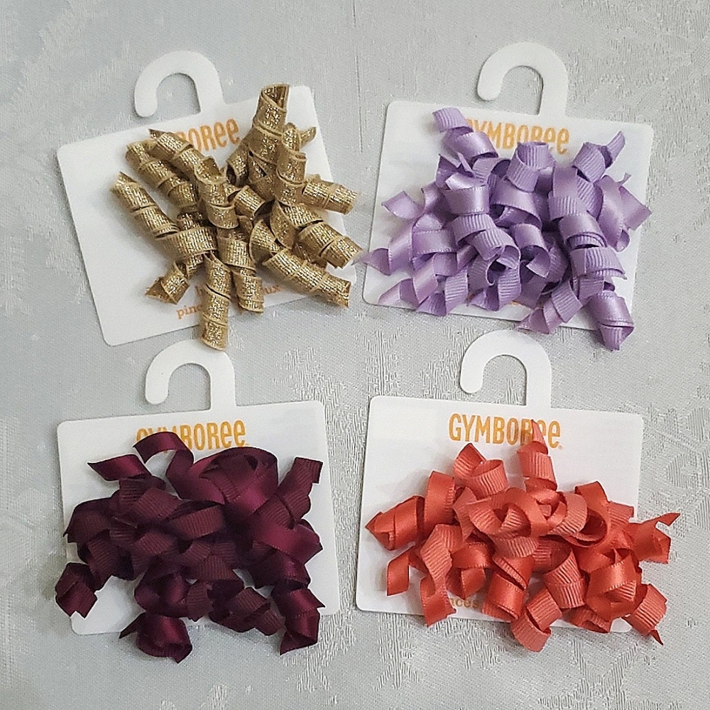 Gymboree Lot of (4) Sets of Curly Ribbon Multicolor Hair Clips